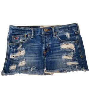 Hollister Blue Distressed Denim Mini Skirt Size 25